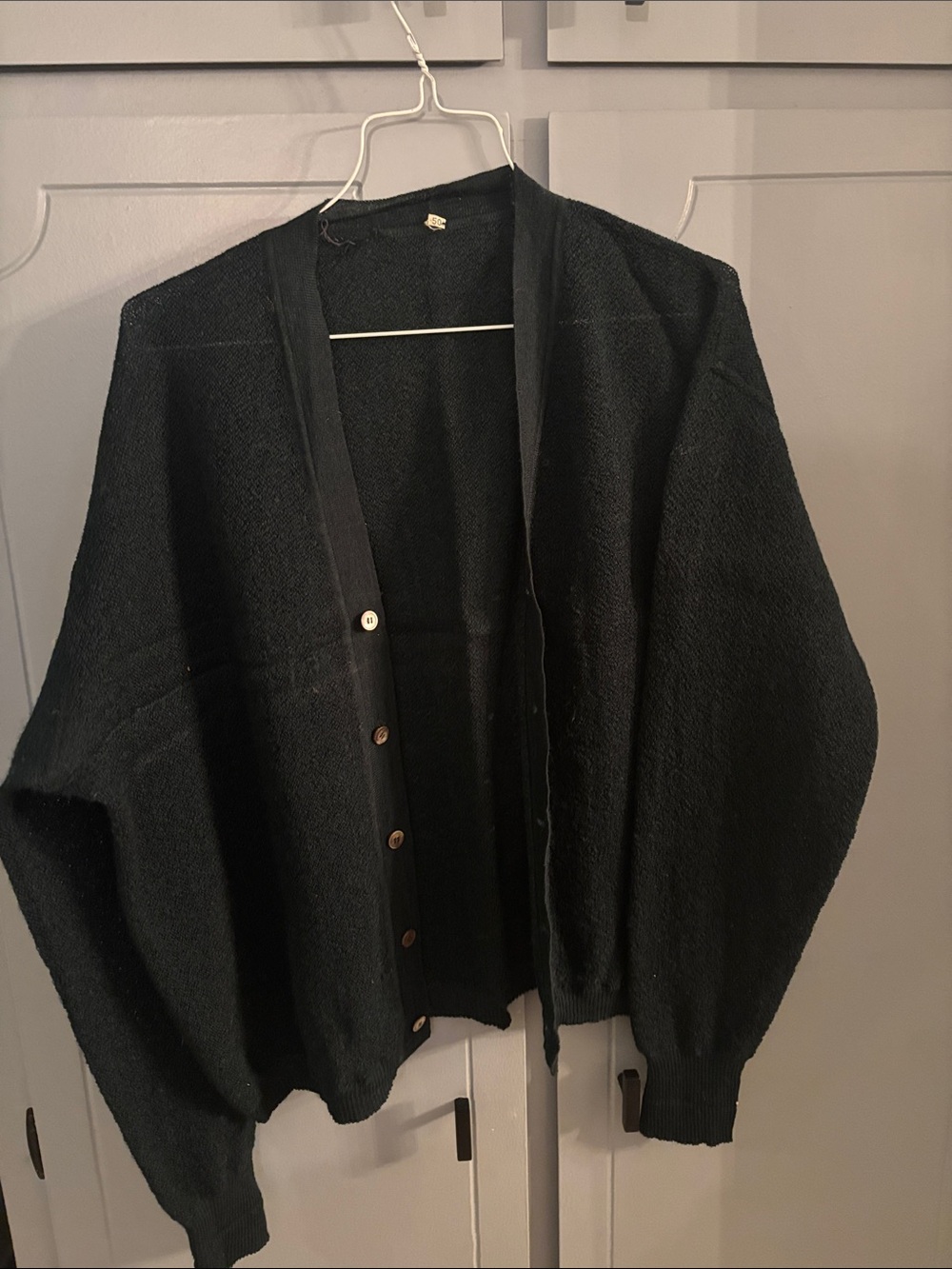 Vintage dark green  Button-Front Knit Cardigan